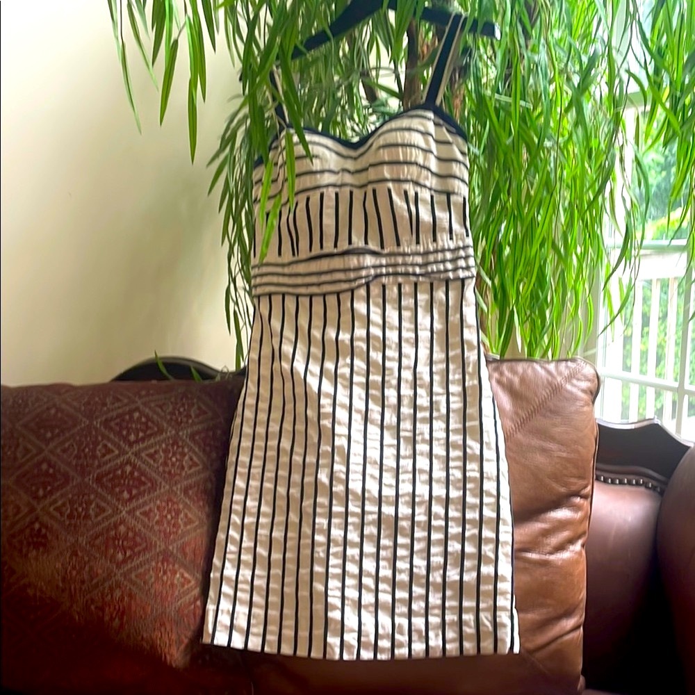 Tory Burch Navy and Cream Striped Dress